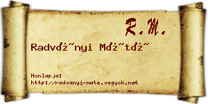 Radványi Máté névjegykártya